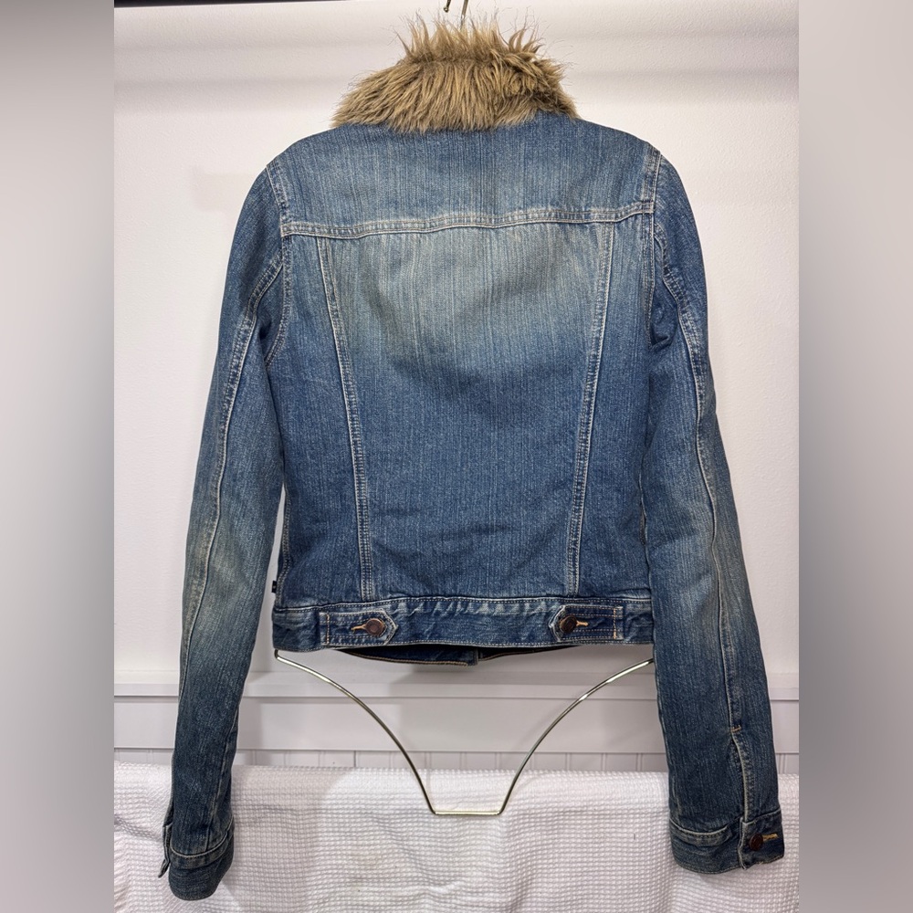Vintage Abercrombie and Fitch Faux Fur Collar Denim Jacket